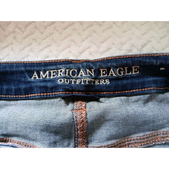 American Eagle Womens 10 L Super Stretch X Distressed jegging Jeans Dark Wash - Picture 16 of 16